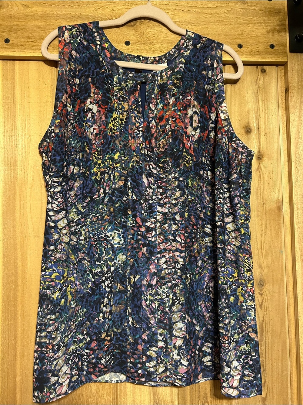 CAbi Multicolor Abstract Print Sleeveless Tunic - Navy, Blue, Yellow, Pink